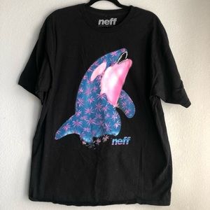 Neff black graphic tee with dolphin